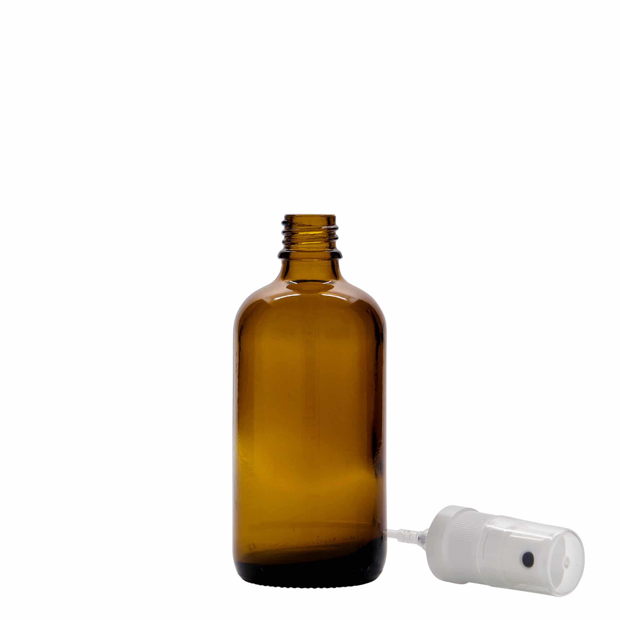 Medicinska flaša sa raspršivačem 100 ml, staklo, smeđa, otvor: DIN 18