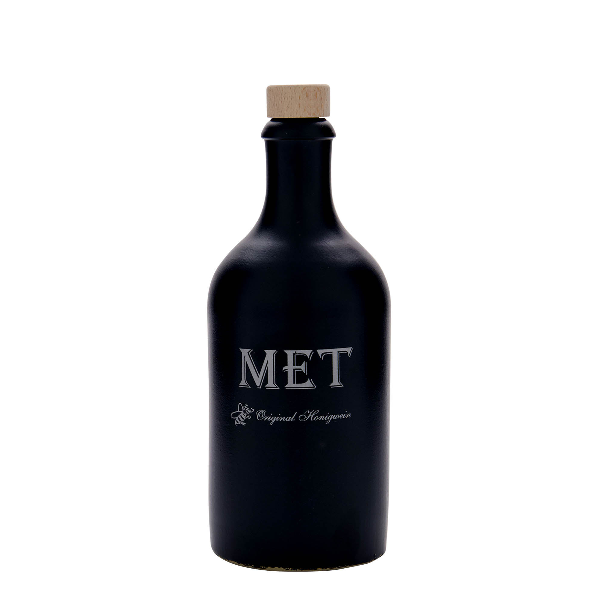 Glineni vrč 500 ml, motiv: Met, keramika, crna, otvor: Pluto