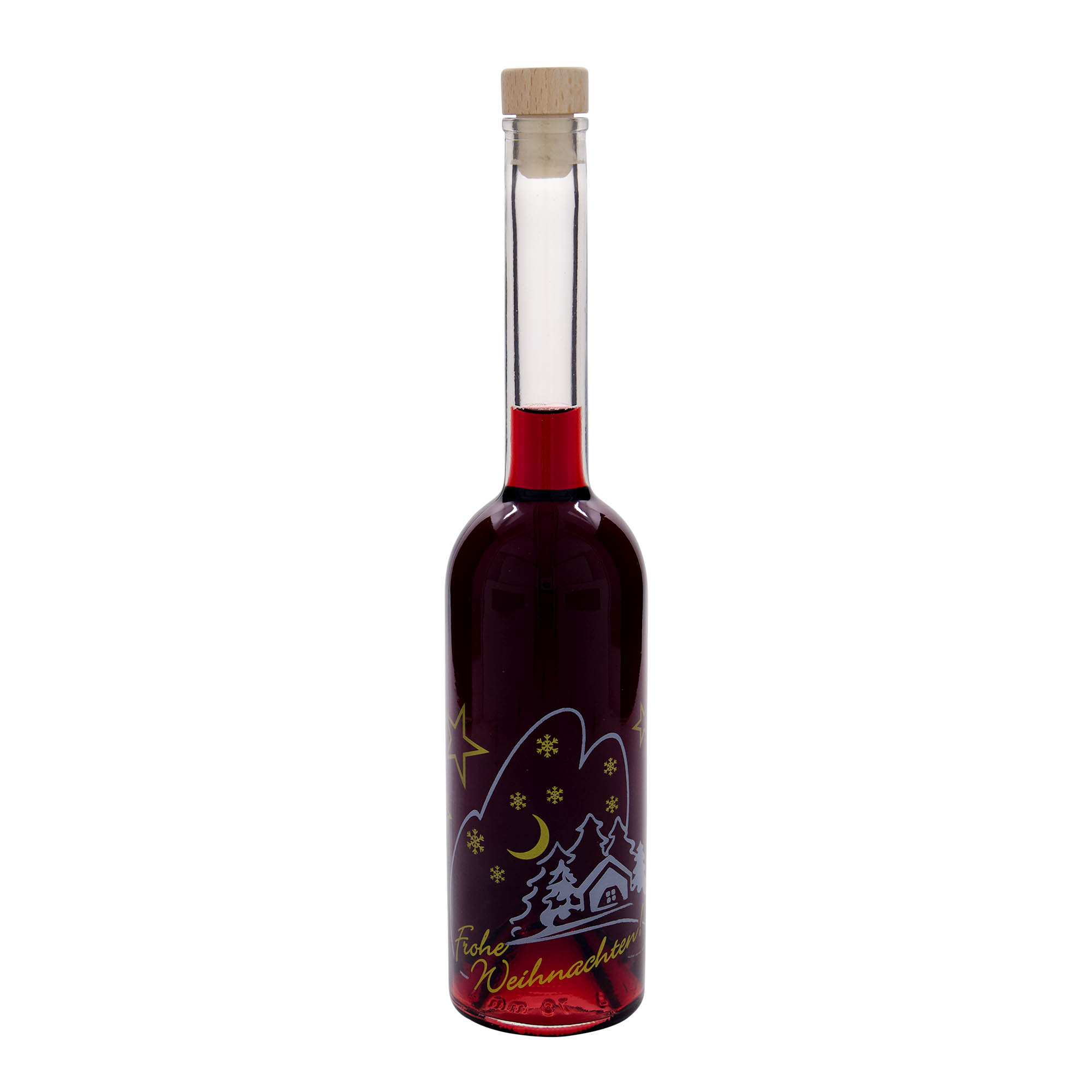 500 ml staklena boca 'Opera', motiv: Božićna idila, grlo: pluta