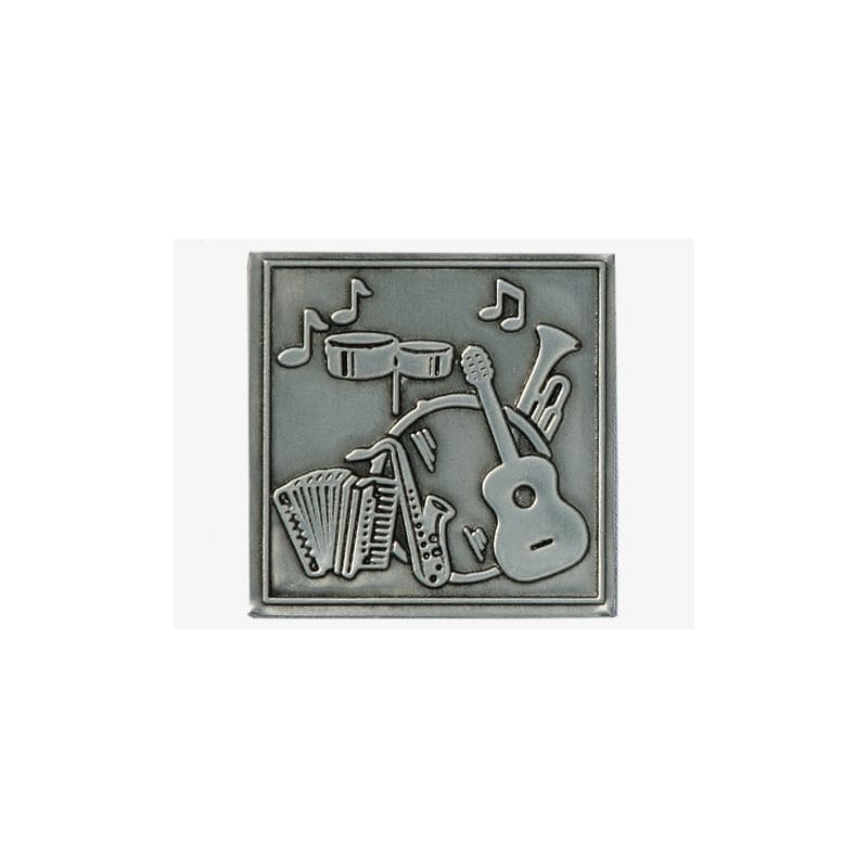 Kalajna etiketa „Musik“, kvadratna, metalna, srebrna