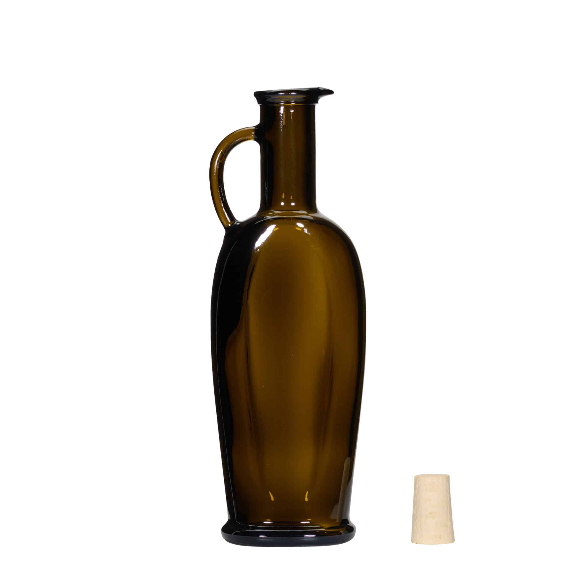 Staklena flaša 250 ml 'Eleganta', ovalna, antikno zelena, otvor: Pluto