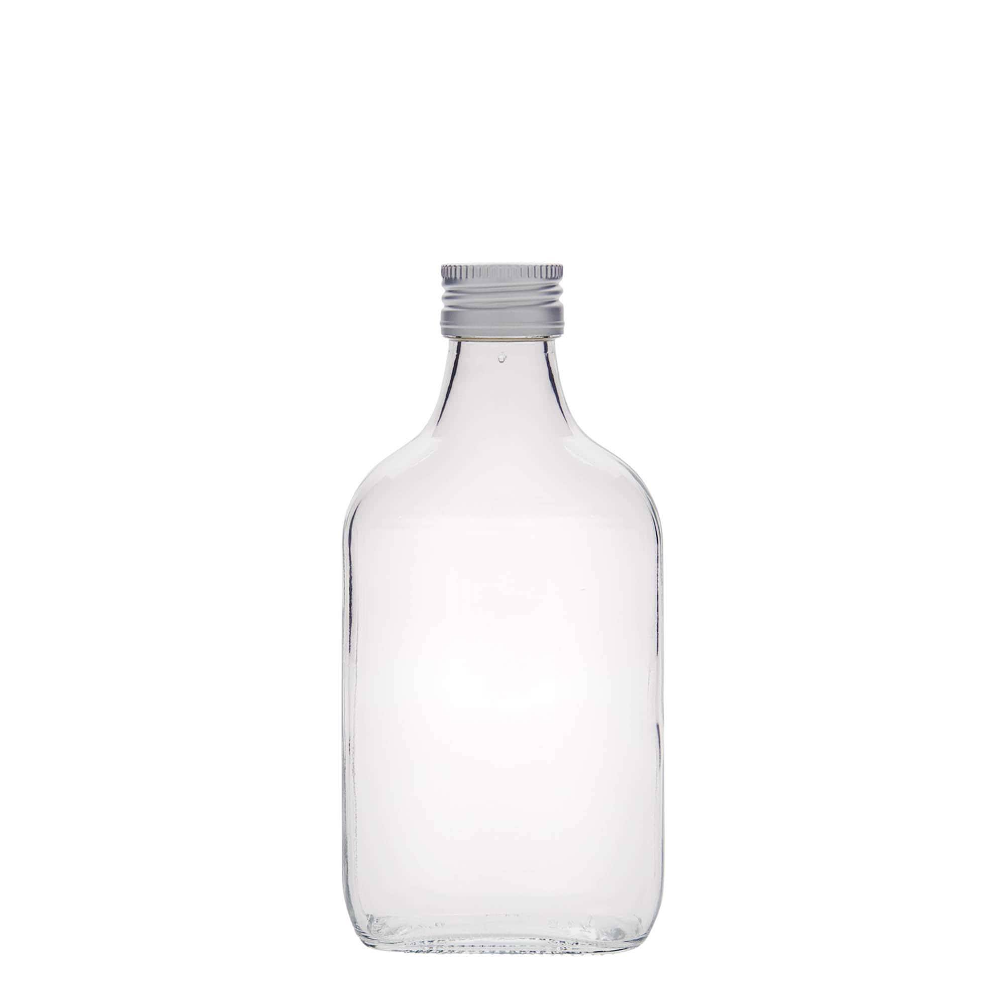 200 ml bočica za džep, pravougaona, staklo, grlo: PP 28