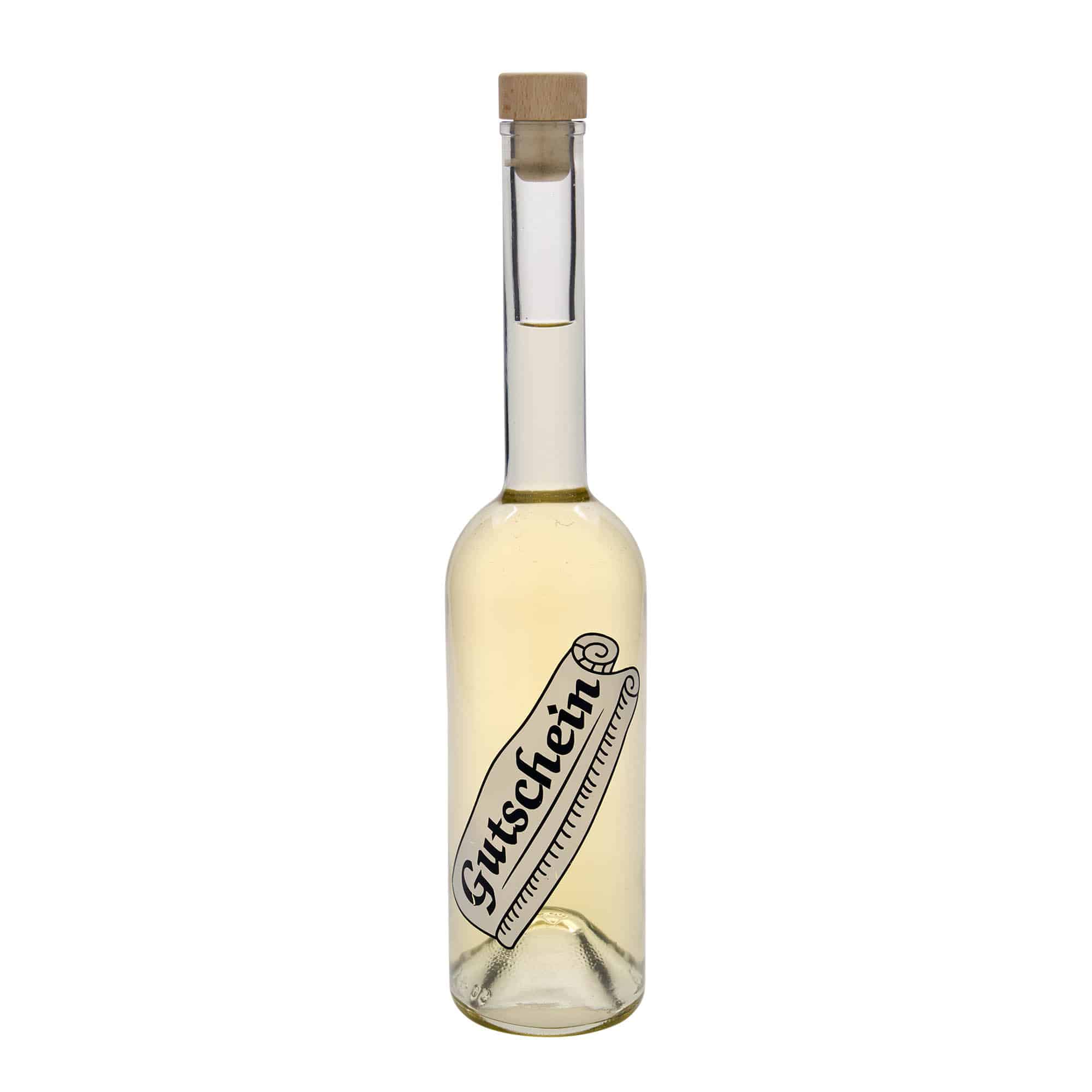 500 ml staklena boca „Opera“, motiv: poklon bon, grlo: pluta