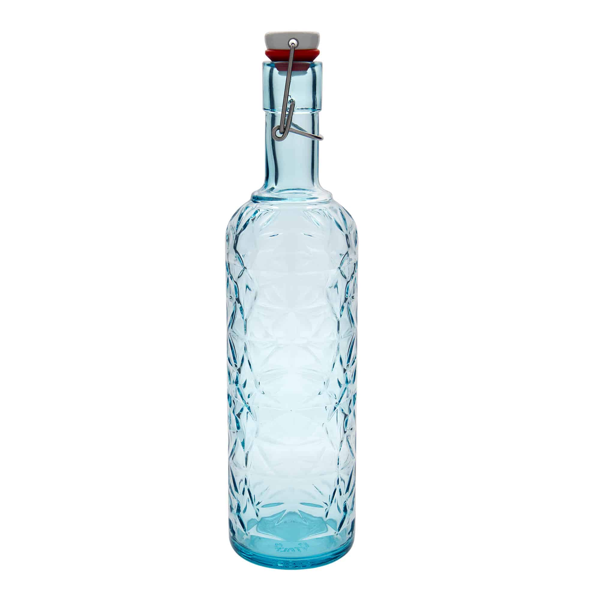 Staklena flaša 1.000 ml 'Oriente', azurno plava, otvor: Zatvarač sa žicom Staklena flaša 1.000 ml 'Oriente', azurno plava, otvor: Zatvarač sa žicom