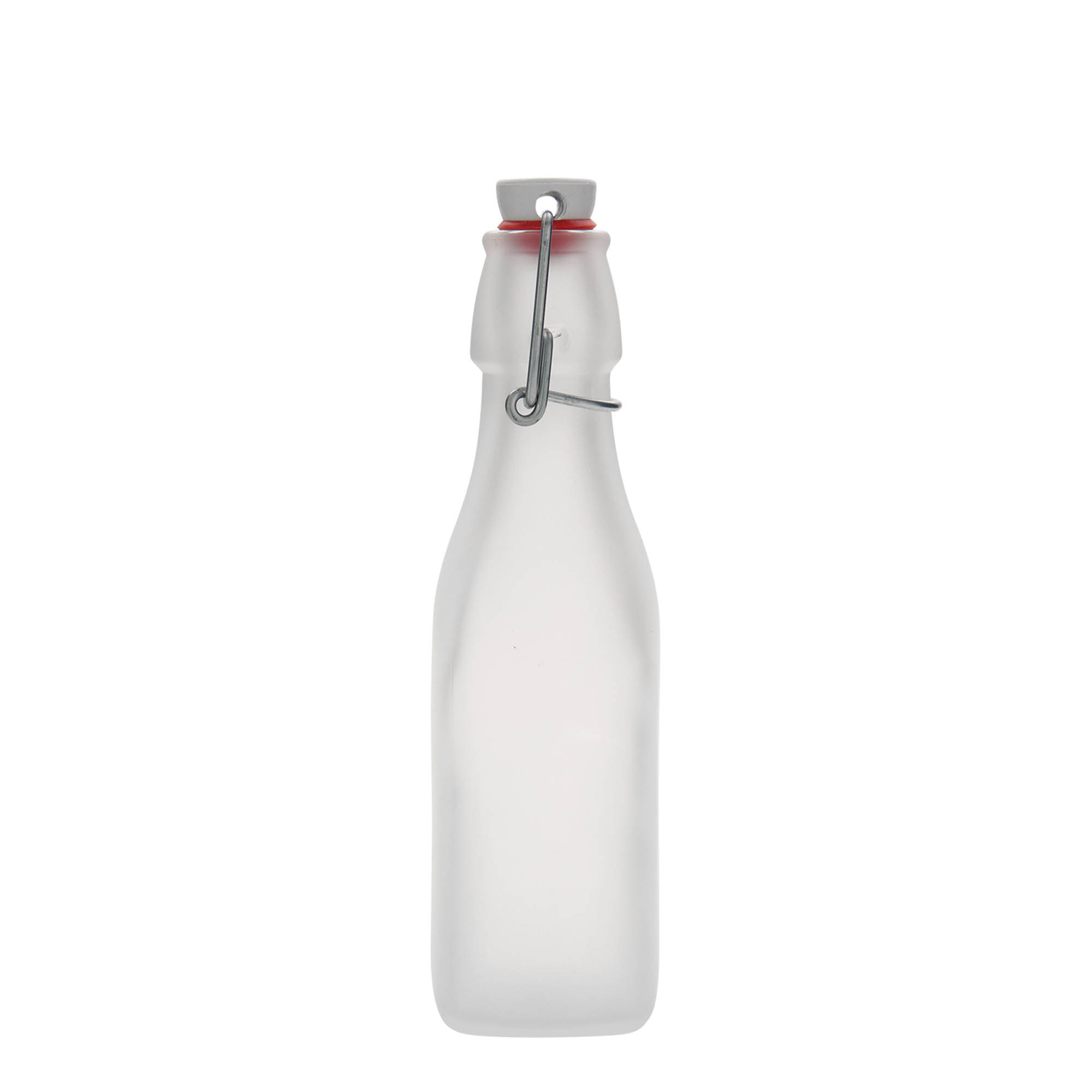 250 ml staklena boca 'Swing, kvadratna, bijela, grlo: zatvarač s kopčom'