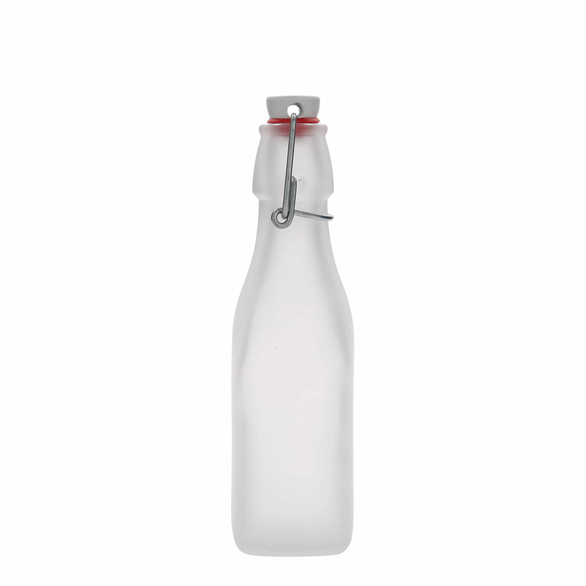 250 ml staklena boca 'Swing, kvadratna, bijela, grlo: zatvarač s kopčom'