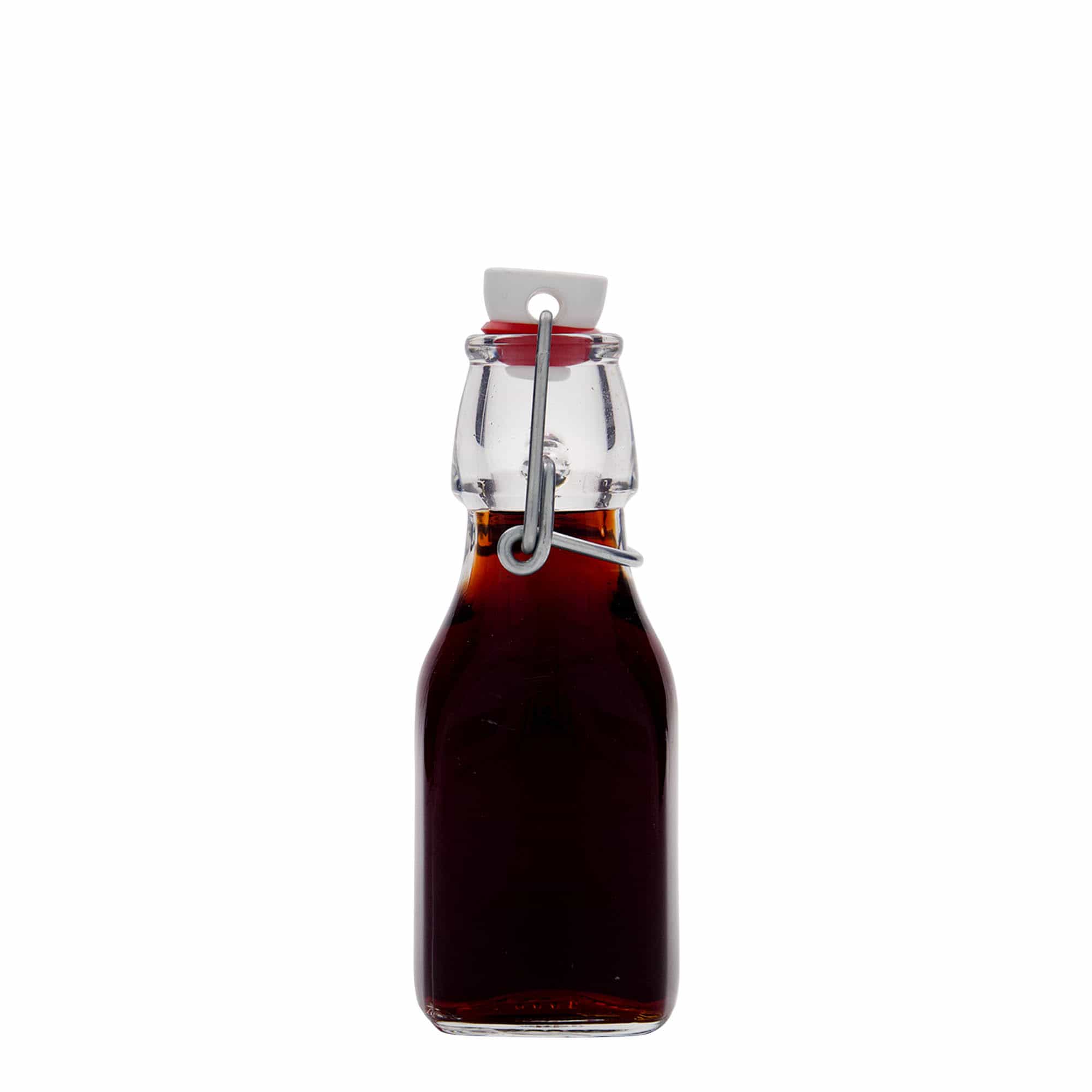 Staklena flaša 125 ml 'Swing', četvrtasta, otvor: Zatvarač sa žicom