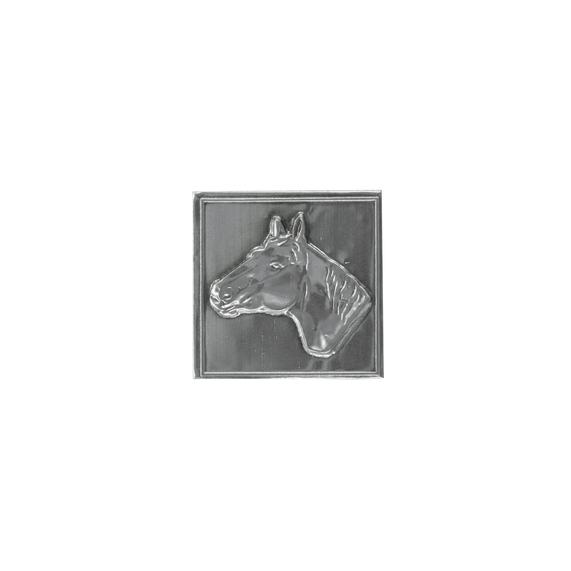 Pločica za limenku 'Pferd', kvadratna, metal, srebrna Pločica za limenku 'Pferd', kvadratna, metal, srebrna