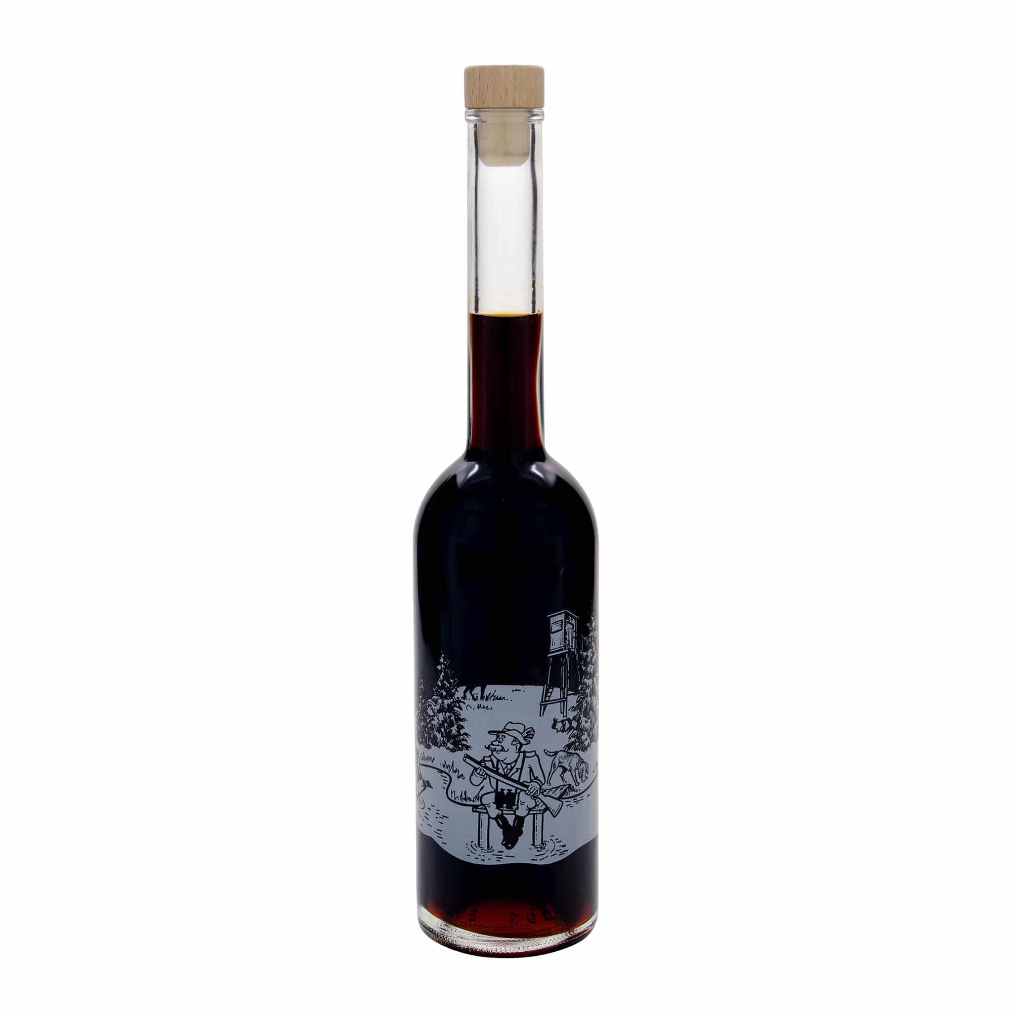 Staklena flaša 500 ml 'Opera', motiv: Lovac, otvor: Pluto