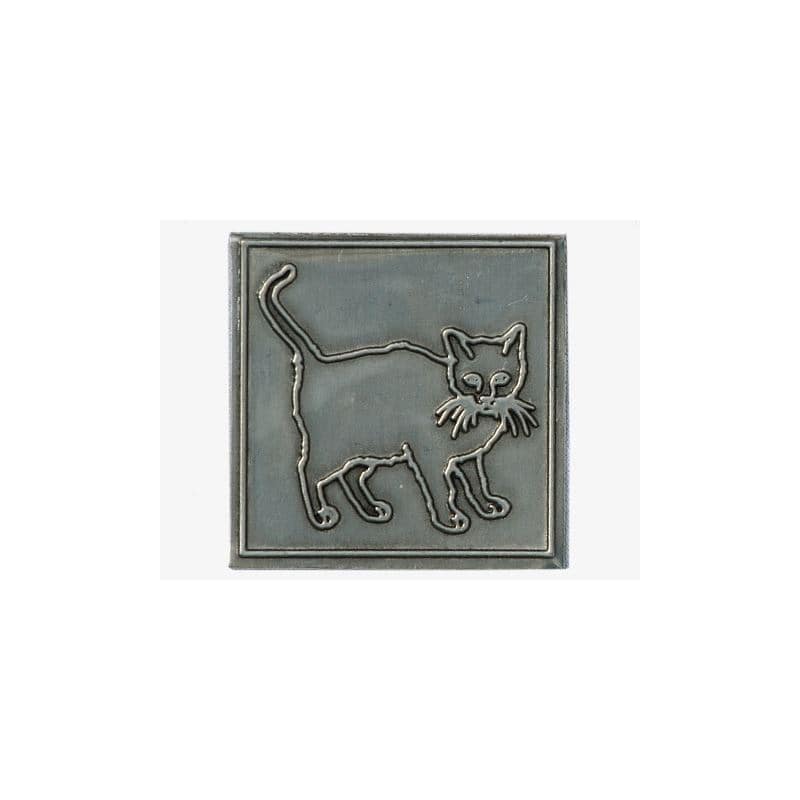 Limena etiketa 'Mačka', kvadratna, metal, srebrna