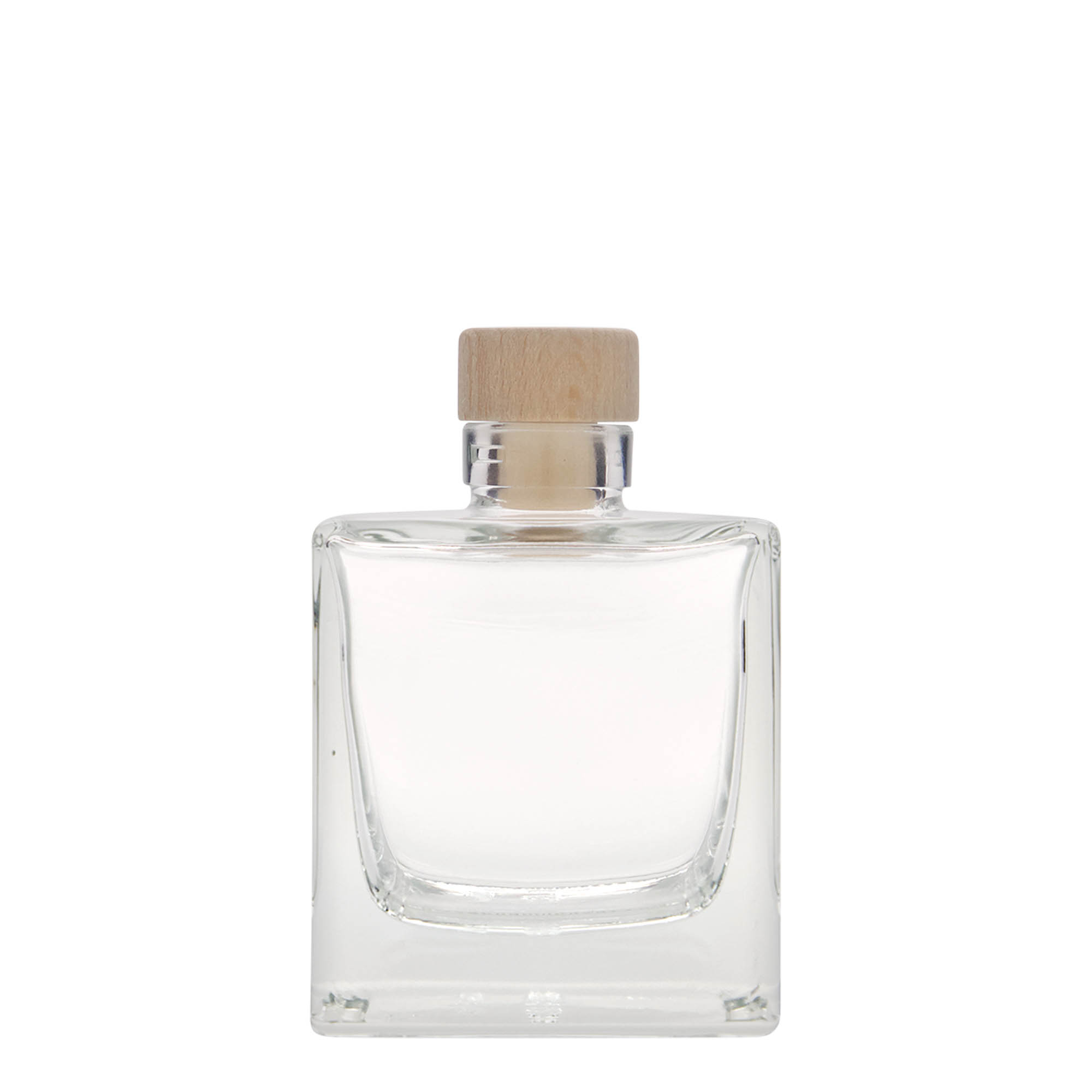 200 ml staklena boca 'Cube', kvadratna, grlo: čep