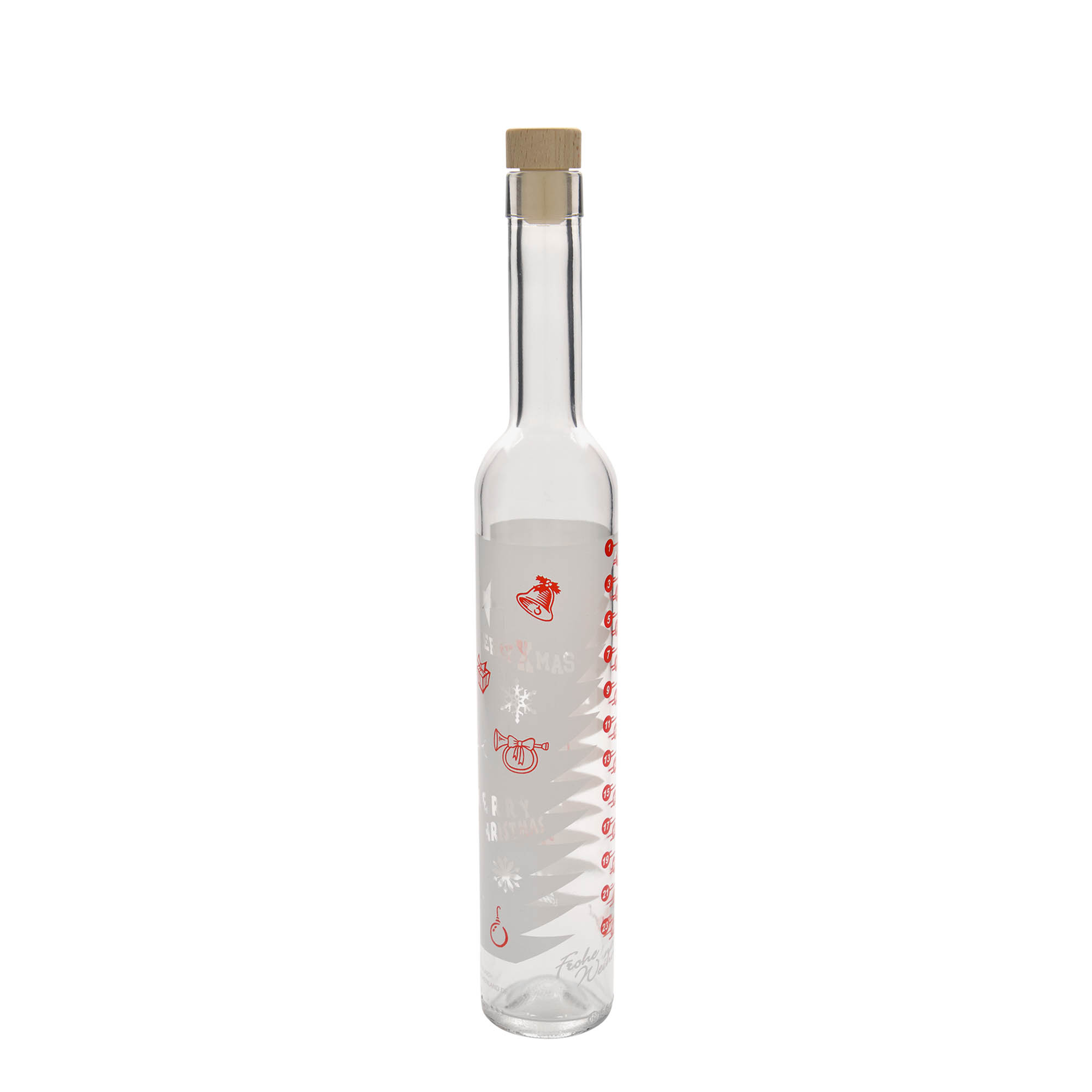 500 ml staklena boca Maximo s natpisom 'Adventski kalendar', grlo: pluta 500 ml staklena boca Maximo s natpisom 'Adventski kalendar', grlo: pluta