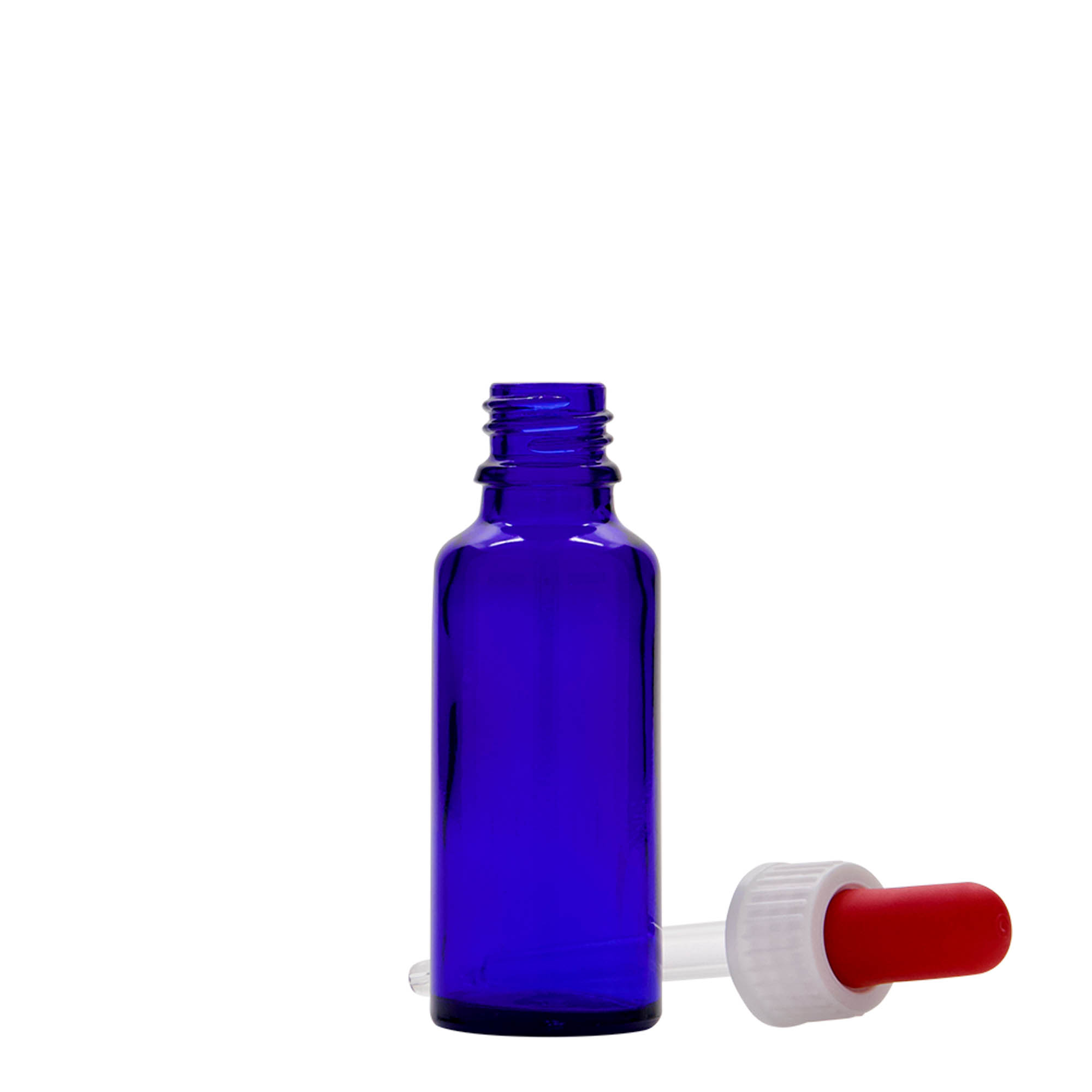 30 ml bočica s pipetom, medicinska, staklena, kraljevsko plavo-crvena, grlo: DIN 18 30 ml bočica s pipetom, medicinska, staklena, kraljevsko plavo-crvena, grlo: DIN 18
