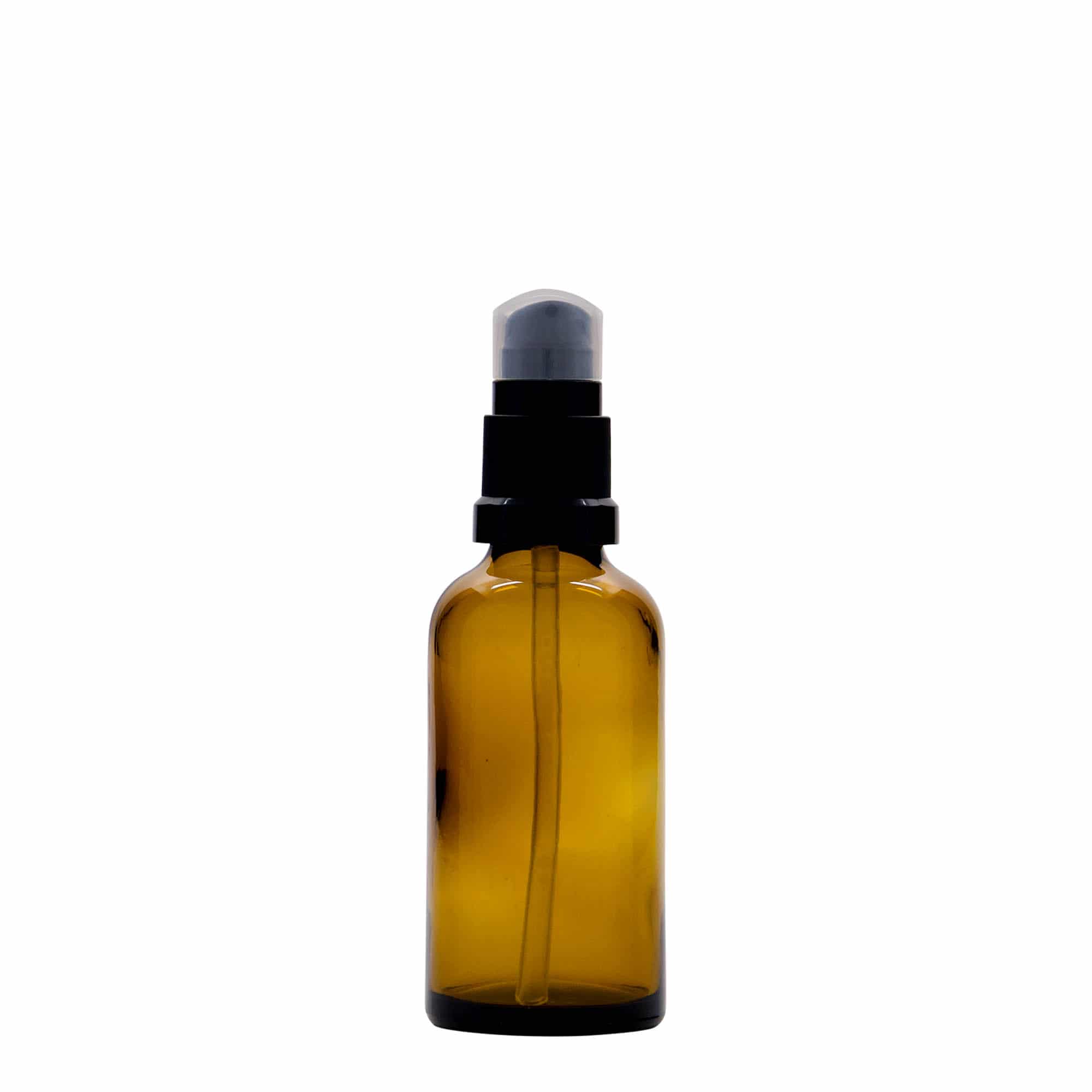 Medicinska flaša sa pumpicom za losion 50 ml, staklo, smeđa, otvor: DIN 18 Medicinska flaša sa pumpicom za losion 50 ml, staklo, smeđa, otvor: DIN 18
